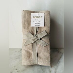 Avante Beige Linen Napkins Set holiday set set of 12